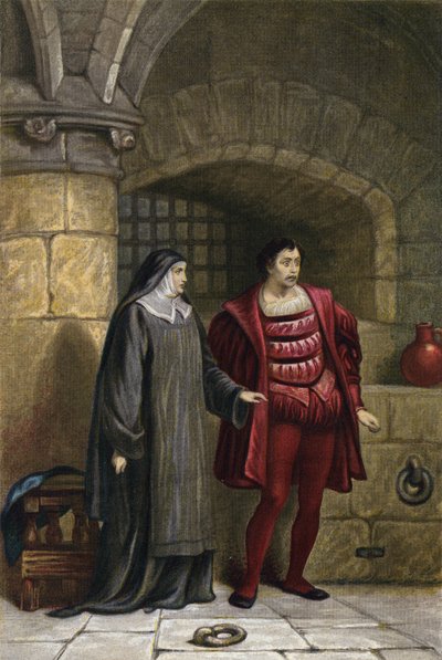 Shakespeare, Maß für Maß, Akt III, Szene 1 (Chromolithografie) von English School