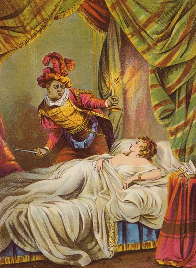 Shakespeare: Othello, Desdemona im Bett, schlafend von English School