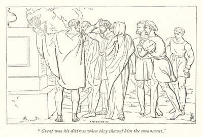 Shakespeares Perikles, Prinz von Tyrus; Cleon zeigt Perikles das Grab von Marina (Gravur) von English School