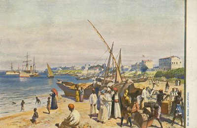 Schiff am Strand, Dar es Salaam, Tansania von English School