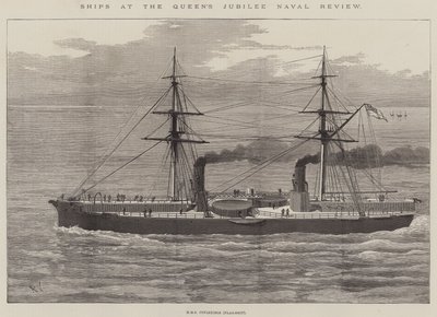 Schiffe bei der Marineparade zum Jubiläum der Königin (Gravur) von English School