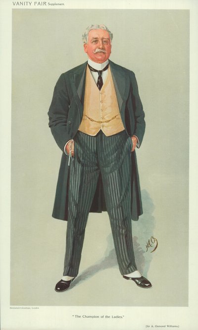Sir A Osmond Williams, Der Champion der Damen, 1. Dezember 1909, Vanity Fair Karikatur von English School