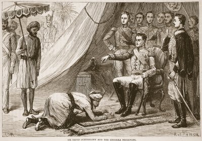 Sir David Ochterlony und der Ghoorka-Bote, Illustration aus Cassells Illustrierter Geschichte Indiens von James Grant, veröffentlicht 1879 von English School