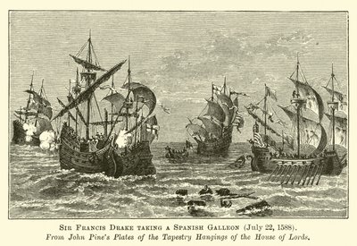 Sir Francis Drake erobert eine spanische Galeone, 22. Juli 1588 von English School