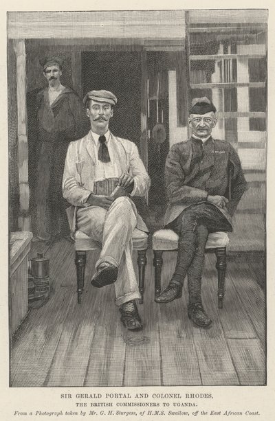 Sir Gerald Portal und Colonel Rhodes, die britischen Kommissare in Uganda von English School