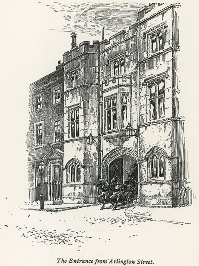 Sir John Penders Haus, der Eingang von der Arlington Street, London von English School