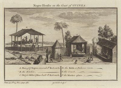 Sklavenhäuser an der Küste von Guinea von English School