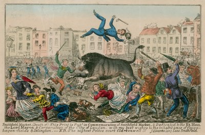 Smithfield Market (kolorierte Gravur) von English School