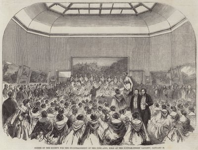 Soiree der Gesellschaft zur Förderung der Schönen Künste, abgehalten in der Suffolk-Street-Galerie, 26. Januar (Stich) von English School