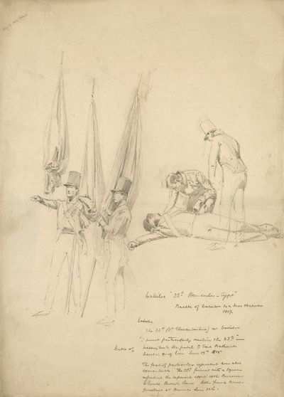 Soldaten von Waterloo (Bleistift auf Papier) von English School