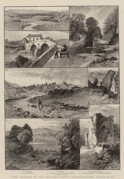 Einige Skizzen am Coquet, einem berühmten Fischereifluss in Northumberland (Gravur) von English School