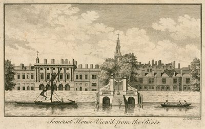 Somerset House, The Strand, London, von der Themse aus gesehen von English School