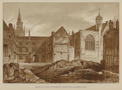 Südostansicht der Guildhall Chapel und Blackwell Hall, City of London von English School