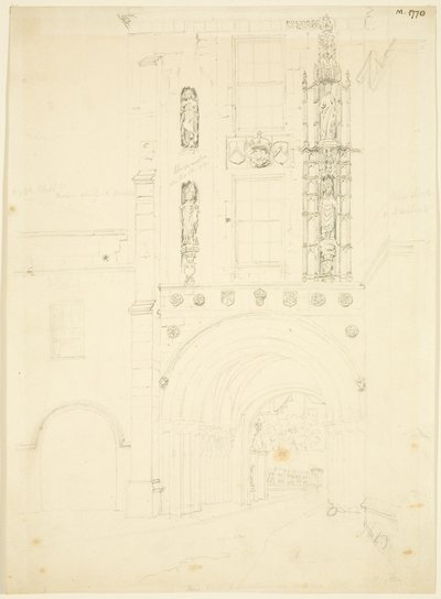 Südansicht des Torhauses der Abtei der Kathedrale von Bristol von English School