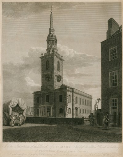 Südansicht der St. Marys Kirche, Islington, London von English School