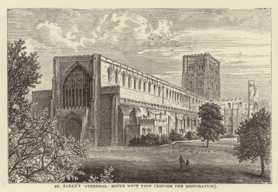 St Albans Kathedrale, Südwestansicht, vor der Restaurierung von English School