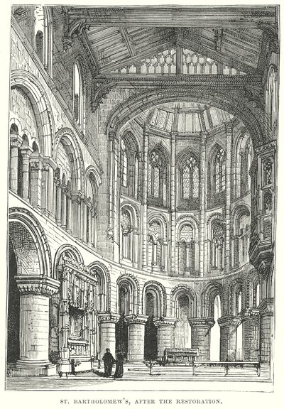 St. Bartholomäus, nach der Restaurierung (Gravur) von English School