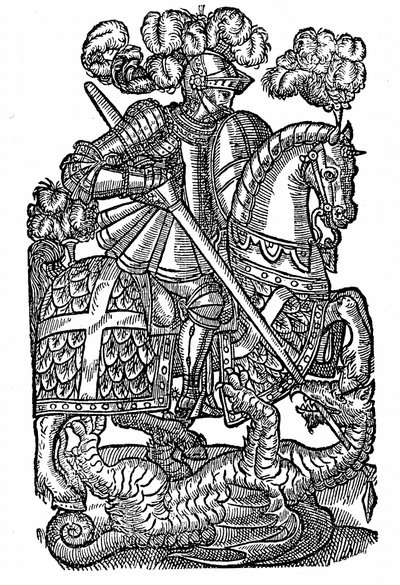 St. Georg (gest. ca. 303), der Ritter des Roten Kreuzes, tötet den Drachen von English School