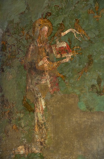 Johannes der Täufer (Detail des Wandgemäldes im Byward Tower) von English School