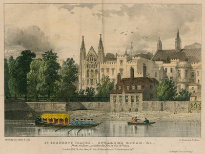 St. Stephens Kapelle, Speakers House usw., Westminster, London, vom Fluss Thames von English School