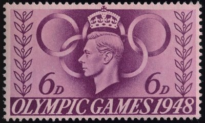 Briefmarke zur Erinnerung an die Olympischen Spiele 1948 in London von English School