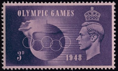 Briefmarke zur Erinnerung an die Olympischen Spiele 1948 in London von English School