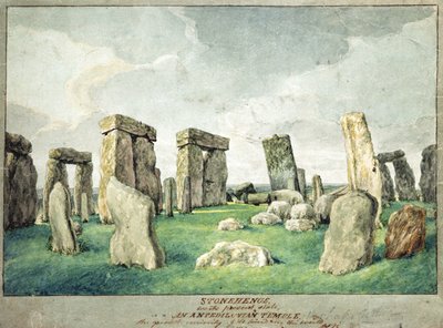 Stonehenge in seinem heutigen Zustand, ein antediluvianischer Tempel, 1821 von English School