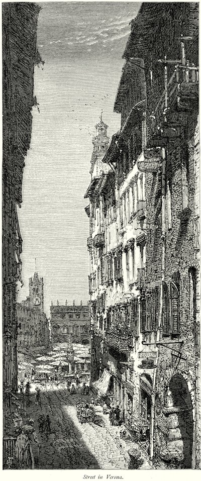 Straße in Verona (Gravur) von English School