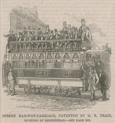 Straßenbahnwagen, patentiert von G. F. Train, in Birkenhead von English School