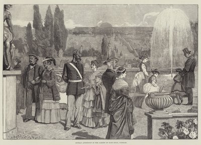 Sonntagnachmittag im Garten von Sanssouci, Potsdam (Gravur) von English School