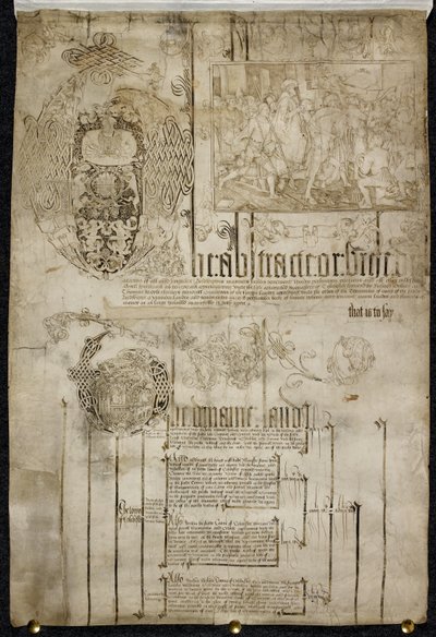 Vermessung der Ländereien der Abtei Colchester, Egerton MS 2164 von English School