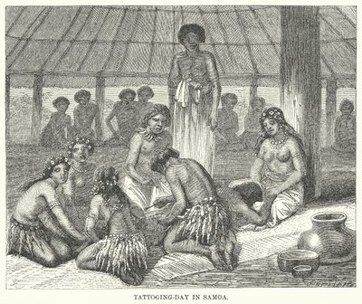 Tätowierungstag in Samoa (Gravur) von English School