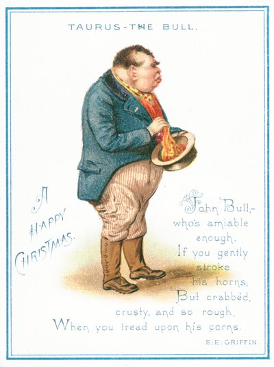 Stier, Weihnachtskarte von English School