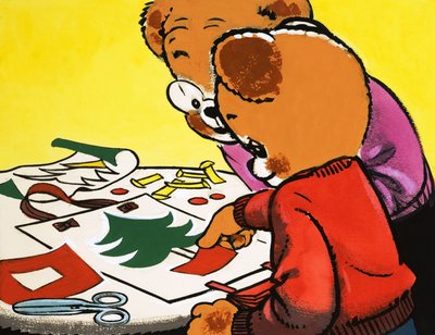 Teddybären machen Weihnachtsdekorationen von English School