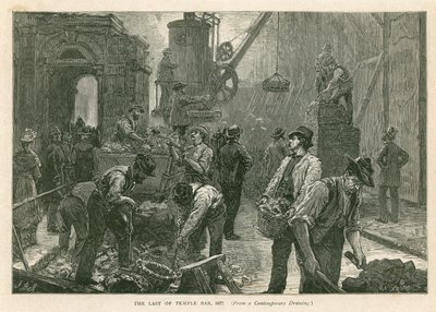 Temple Bar, London, Abriss, 1877 von English School