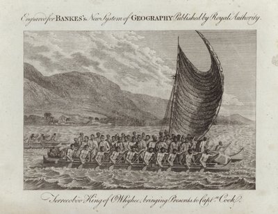 Terreeoboo König von Whyhee bringt Geschenke zu Captain Cook von English School