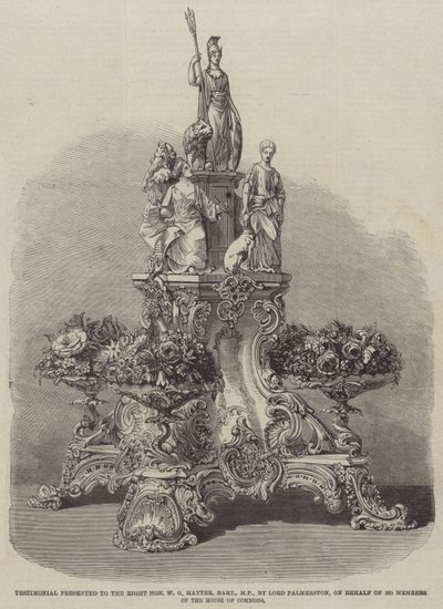 Testimonial überreicht an den ehrenwerten W. G. Hayter, Baronet, MP, von Lord Palmerston im Namen von 365 Mitgliedern des Unterhauses (Stich) von English School