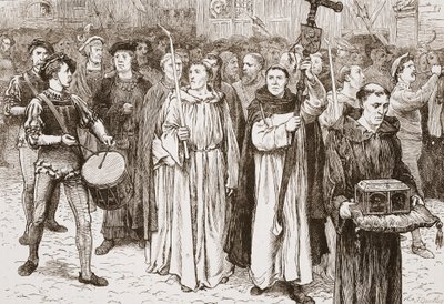 Tetzels Prozession, Illustration aus Die Geschichte des Protestantismus von James Aitken Wylie, veröffentlicht 1878 von English School