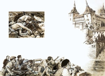 Der nordöstliche Turm des Alcázars fällt von English School