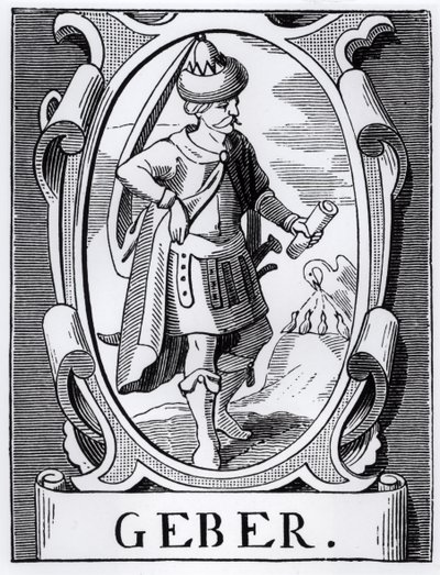 Der Alchemist Geber (14. Jahrhundert) Illustration aus Wissenschaft und Literatur im Mittelalter und der Renaissance, geschrieben und graviert von Paul Lacroix, 1878 von English School