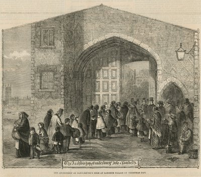 Die Almosenverteilung des Erzbischofs von Canterbury im Lambeth Palace am Weihnachtstag von English School