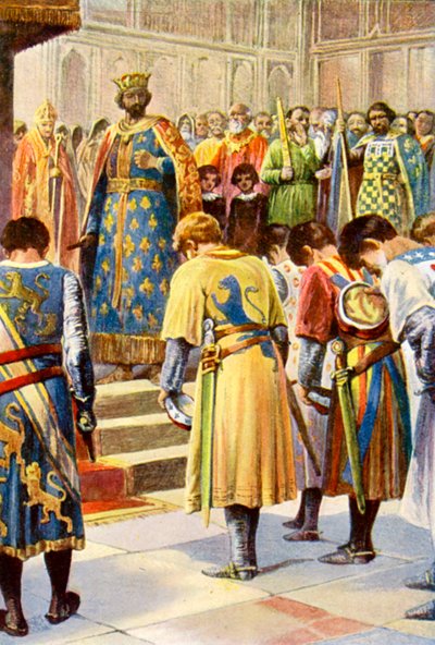 Die Barone bitten Heinrich III., ein Parlament einzuberufen von English School