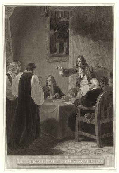 Die Bischöfe vor dem Geheimen Rat 1688 von English School