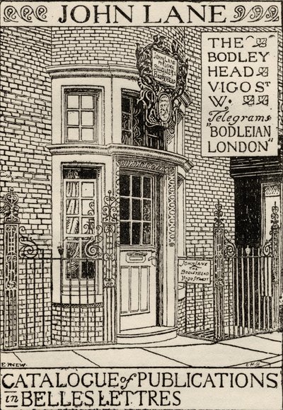 The Bodley Head Publishing House, Titelbildillustration aus dem Katalog der Veröffentlichungen in Belles Lettres von English School