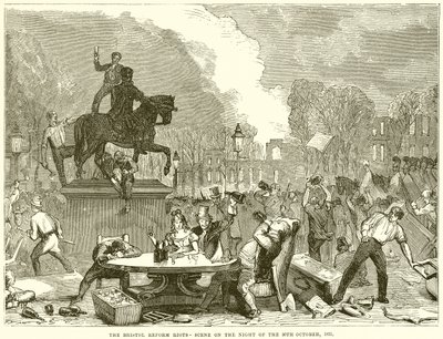 Die Bristol Reform Riots - Szene in der Nacht des 30. Oktober 1831 von English School