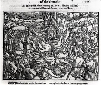 Die Verbrennung von Thomas Haukes, 10. Juni 1555, aus 