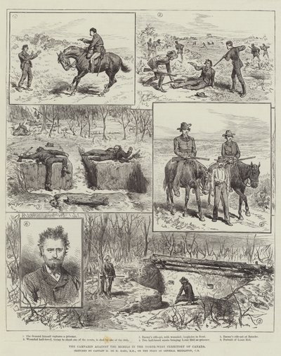 Der Feldzug gegen die Rebellen im Nordwestterritorium von Kanada (Gravur) von English School