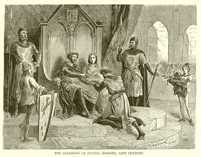 Die Zeremonie des feudalen Huldigung, 12. Jahrhundert von English School