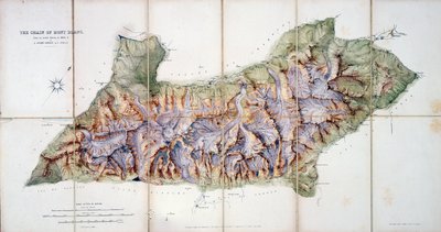 Die Kette des Mont Blanc, aus einer tatsächlichen Vermessung im Jahr 1863 von A. Adams Reilly, veröffentlicht in A Record of Mountain Adventure and Scientific Observation for the Alpine Club, 1865 von English School