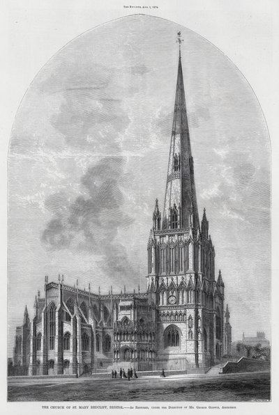 Die Kirche St. Mary Redcliff, Bristol (Gravur) von English School